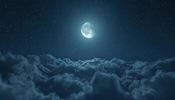 AI generated Ethereal full moon over clouds photo