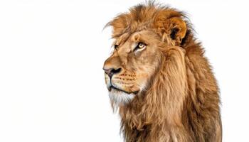ai generado majestuoso león perfil aislado en blanco antecedentes foto