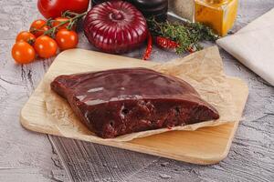 Raw beef liver for cooking photo