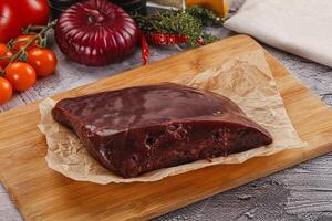 Raw beef liver for cooking photo