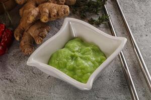 Green organic asian Wasabi seasoning photo