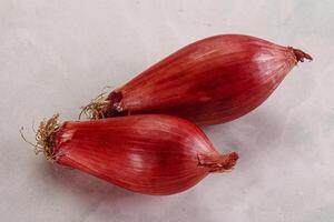 Violet raw onion for cooking photo