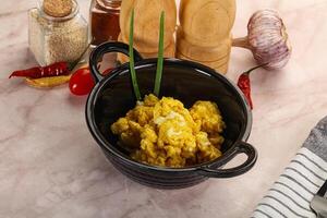 Scrambled egg in the bowl photo