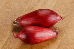 Violet raw onion for cooking photo