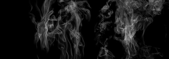 Surrealistic Composition, White Smoke and Abstract Lines Dancing in Darkness. photo