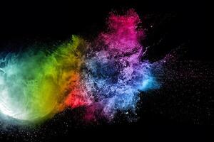 Vibrant Burst, Colored Powder Explosion on Dark Canvas. photo