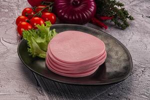 Boiled pork sliced sausage stack photo