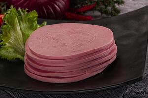 Boiled pork sliced sausage stack photo