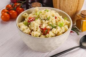 Vegan cuisine couscous with vegetables photo