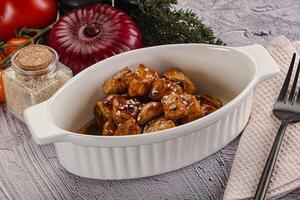 Chicken fillet with soya teriyaki sauce photo