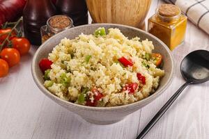 Vegan cuisine couscous with vegetables photo