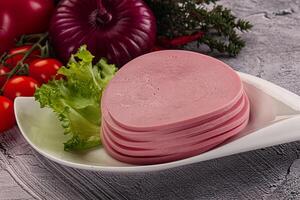 Boiled pork sliced sausage stack photo