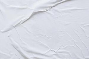 Blank Canvas, White Crumpled Paper Poster Texture. photo