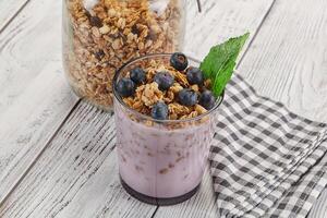 Granola with blueberry and yoghurt photo