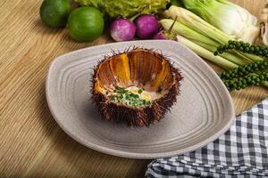 Grilled Sea Urchin with egg photo