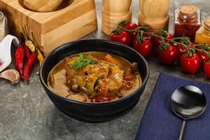 Yellow THai curry with beef photo