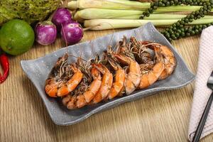 Boiled big tiger fresh shrimp photo