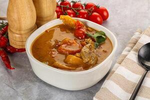 Yellow Thai curry with beef photo