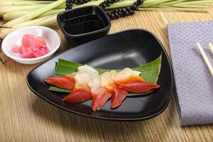 The stimpson surf clam or hokkigai sashimi photo