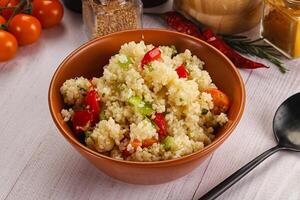 Vegan cuisine couscous with vegetables photo