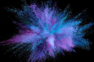 Vibrant Powder Explosion, Abstract Close up Dust on Backdrop, Colorful Burst, Paint Holi photo