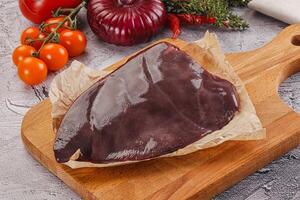 Raw beef liver for cooking photo