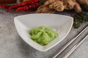 Green organic asian Wasabi seasoning photo