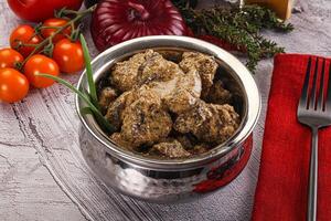 Beef liver with cream sauce photo