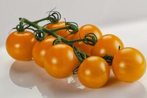 Yellow sweet tomato on the branch photo