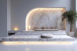 AI generated A minimalist podium inspired by the timeless elegance of marble photo