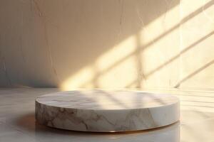 AI generated A minimalist podium inspired by the understated elegance of marble photo