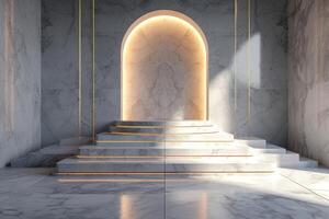 AI generated A minimalist podium inspired by the timeless elegance of marble photo