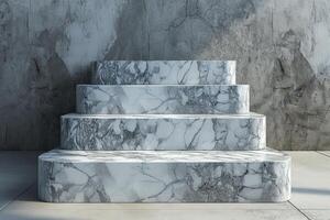 AI generated A minimalist podium adorned with luxurious marble textures photo