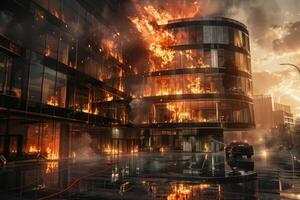 AI generated Building Caught in Flames photo