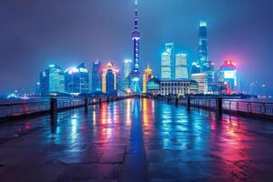 AI generated City skyline of Shanghai photo