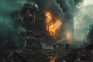 AI generated Building Caught in Flames photo