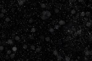 Snowfall on Black Background, Texture Overlay for Winter Designs photo