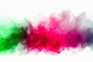 Vibrant Burst of Multicolored Powder on a Clean Canvas, Explosive Splash of Holi Colors photo