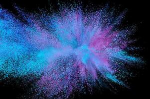 Vibrant Powder Explosion, Abstract Close up Dust on Backdrop, Colorful Burst, Paint Holi photo