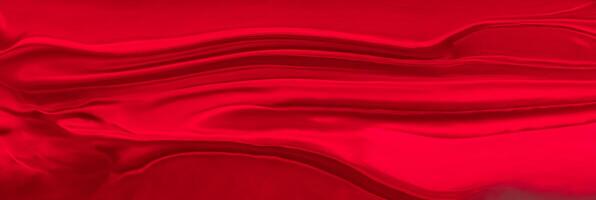 Luxurious Black and Red Satin Fabric Texture, Abstract Silk Background with Soft Waves and Beautiful Patterns photo