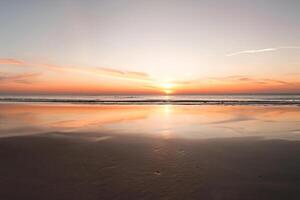 Tranquil Seascape, Sunset Sky adorned with billowing Clouds. photo