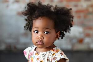 ai generado querúbico linda afro bebé muchacha. generar ai foto