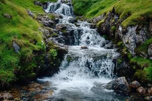 AI generated Cascading Aerial waterfall. Generate Ai photo