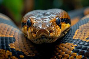 ai generado poderoso anaconda serpiente macro. generar ai foto