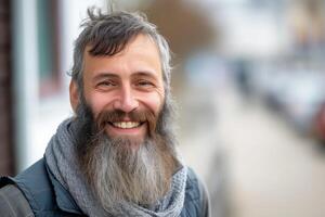 AI generated Bearded smiling man. Generate Ai photo