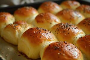 ai generado mullido horneado bollos un pan rollos generar ai foto