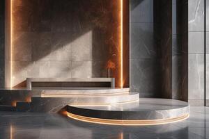 AI generated A sleek podium with minimalist aesthetics photo