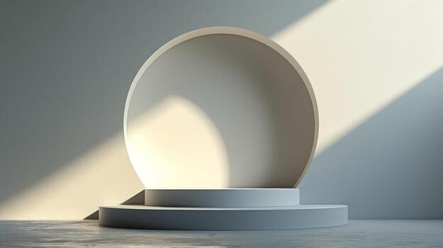 AI generated A minimalist podium designed to showcase products photo