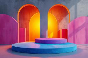 AI generated A podium utilizing subtle textures and clean surfaces photo