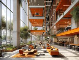 AI generated An office tower serving as an innovation hub for startups, tech companies photo